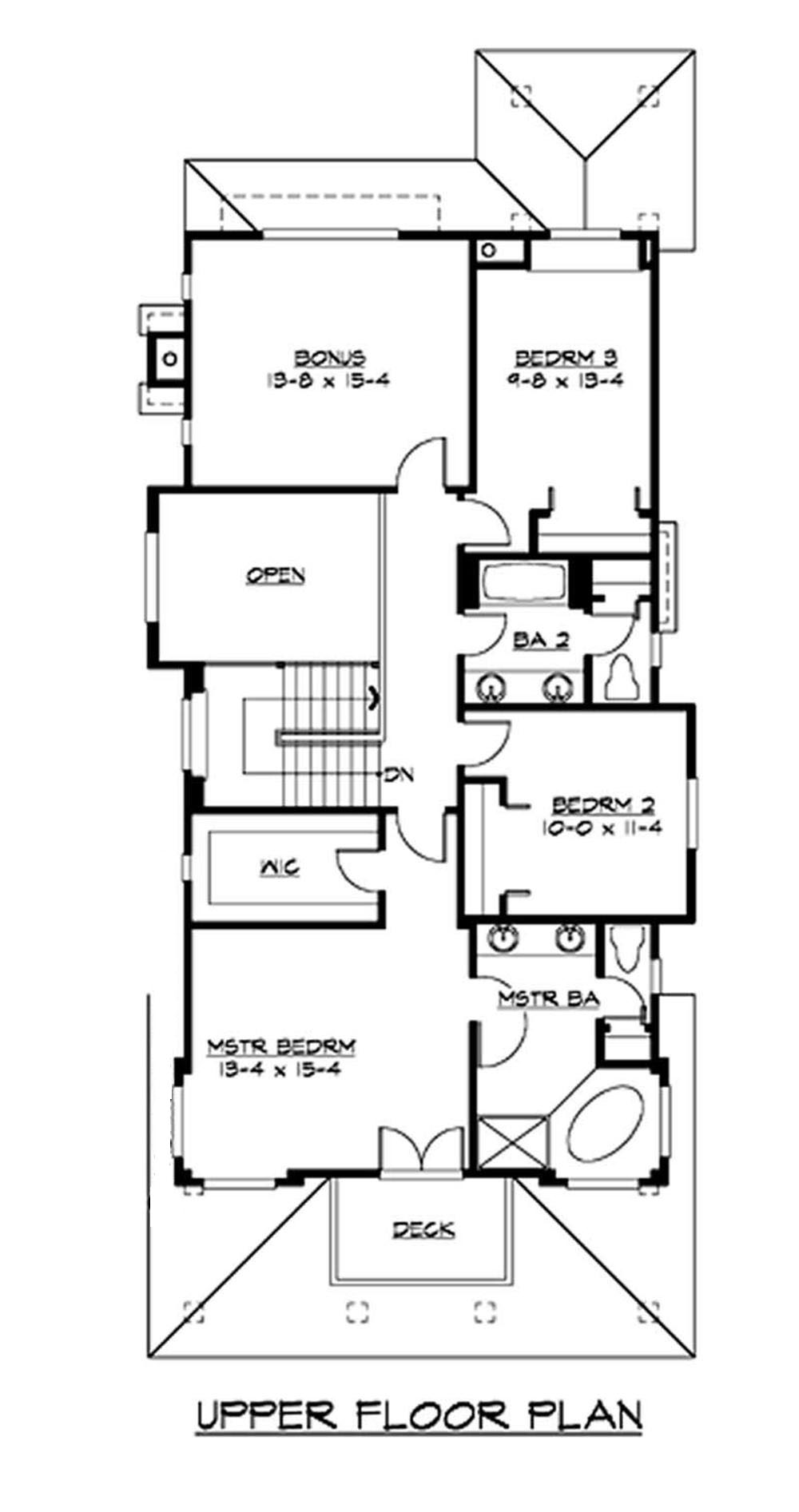 Floor Plan Second Story of Craftsman Plan #115-1439